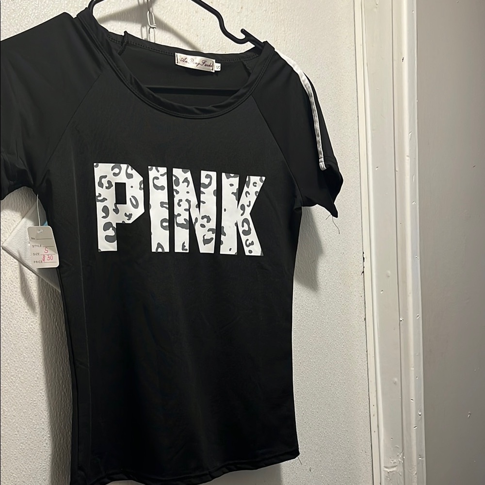 PINK Victoria's Secret Black Fitted Short Sleeve T-Shirt